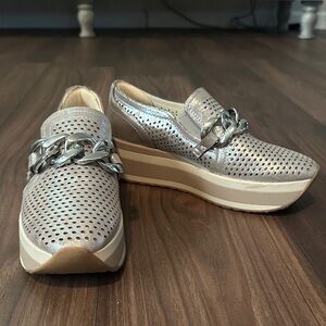 Dolce Vita Metallic Silver Platform Loafers